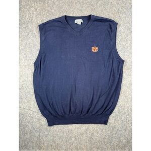 Vtg Campus Auburn Tigers Sweater Vest Men's‎ XL Blue Sleeveless V-Neck Pullover
